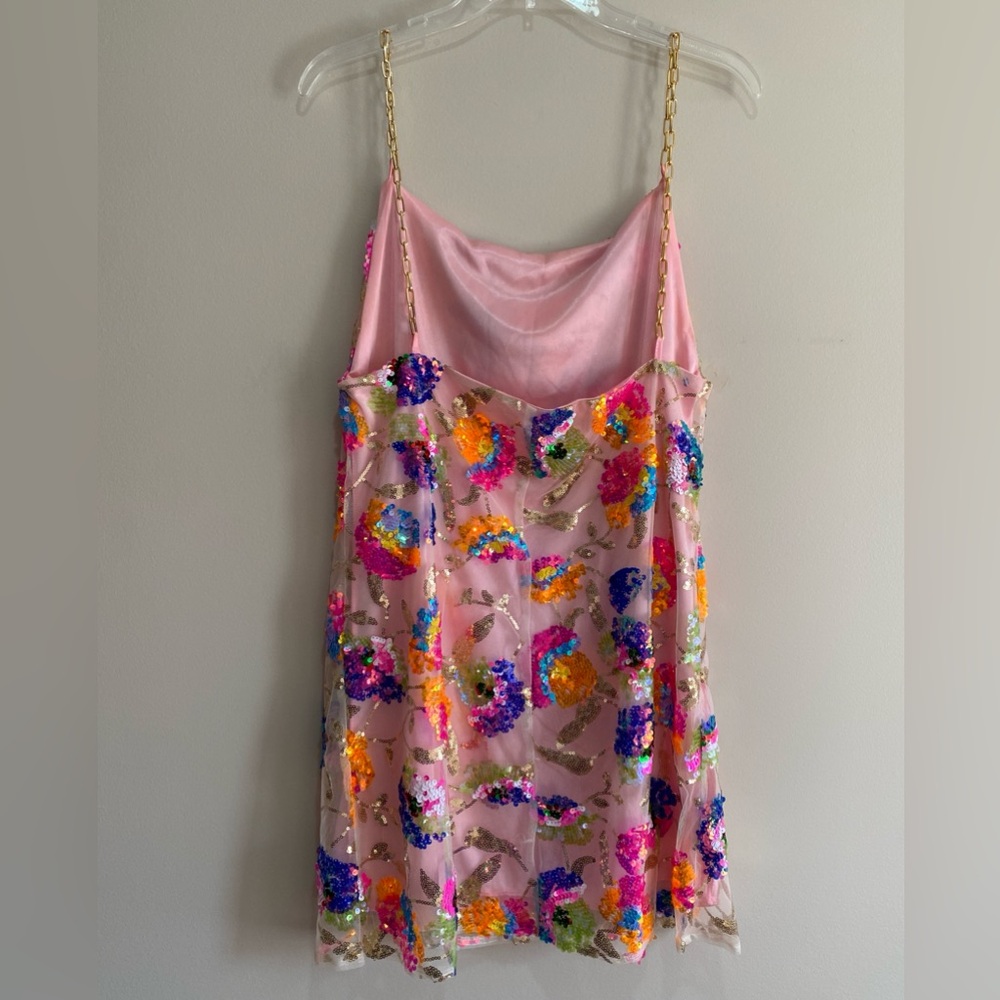 Pink Floral Sequin Slip Dress - Picture 7 of 11